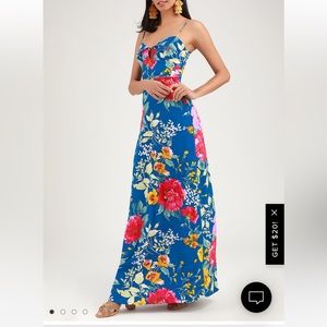 Santiago blue floral tie front dress